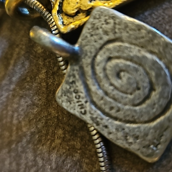 CHICO'S Long Snake Chain Spiral Greek Ties That Bind Charm Pendant Necklace - Picture 7 of 8